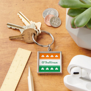 Persoonlijke Ierse naam Ierland vlag Kleuren Sleutelhanger