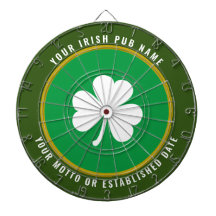 Persoonlijke Ierse Pub Green & Gold White Shamrock