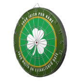 Persoonlijke Ierse Pub Green & Gold White Shamrock Dartbord (Voorkant Rechts)