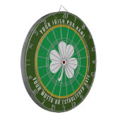 Persoonlijke Ierse Pub Green & Gold White Shamrock Dartbord (Voorkant Links)