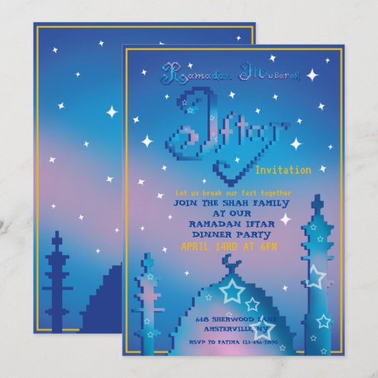 Persoonlijke iftar kaart (Voorkant / Achterkant)