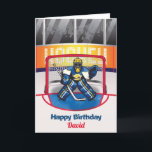 Persoonlijke ijshockey verjaardagskaart kaart<br><div class="desc">Persoonlijke ijshockey verjaardagskaart ontworpen door Cards Inspired.</div>