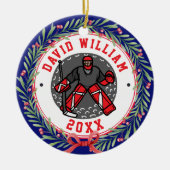 Persoonlijke ijshockeyspeler naam kerstcadeau keramisch ornament (Voorkant)