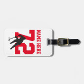 Persoonlijke ijshockeyspeler naam nummer rood bagagelabel (Voorkant horizontaal)