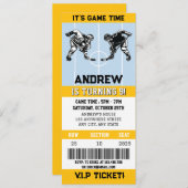 Persoonlijke ijshockeyticket sport verjaardagsfees kaart (Voorkant / Achterkant)