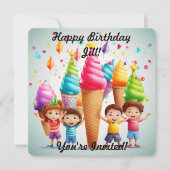 Persoonlijke ijsje-ijshoorntjes-uitnodiging kaart (Voorkant)