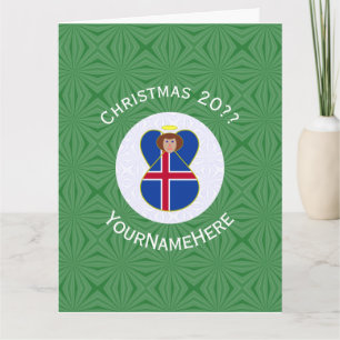 Persoonlijke IJslandse engel kerst vlag Kaart