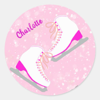 Persoonlijke ijsschaatsroze Kawaii Afbeelding Scha Ronde Sticker