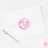 Persoonlijke ijsschaatsroze Kawaii Afbeelding Scha Ronde Sticker (Envelop)