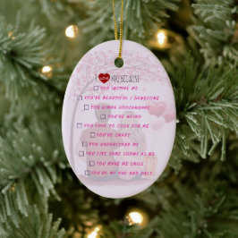 Persoonlijke "Ik hou van jou omdat"-checklist Roma Keramisch Ornament