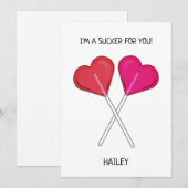 Persoonlijke 'Ik val helemaal voor jou' Hart Lolly Feestdagenkaart (Voorkant / Achterkant)