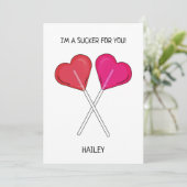 Persoonlijke 'Ik val helemaal voor jou' Hart Lolly Feestdagenkaart (Staand voorkant)