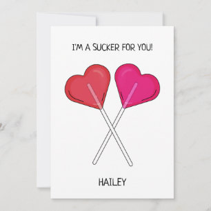 Persoonlijke 'Ik val voor jou' Hart Lollypop  Feestdagenkaart