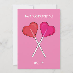 Persoonlijke 'Ik val voor jou' Hart Lollypop Feestdagenkaart