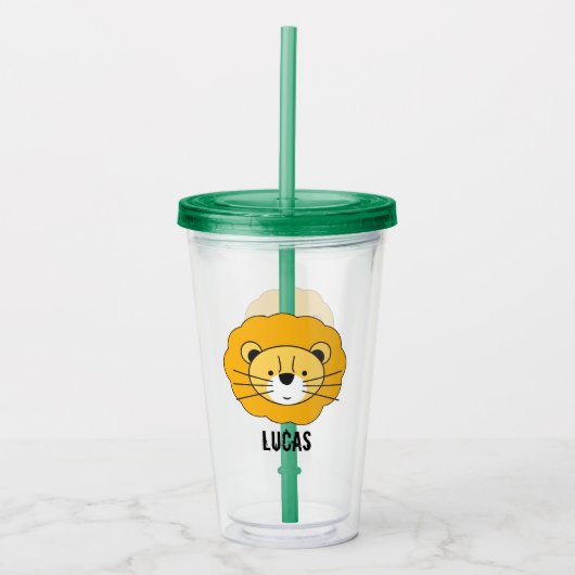 Persoonlijke illustratie Cute Safari Lion Acryl Drinkbeker (Voorkant)