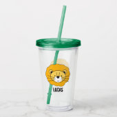 Persoonlijke illustratie Cute Safari Lion Acryl Drinkbeker (Achterkant)