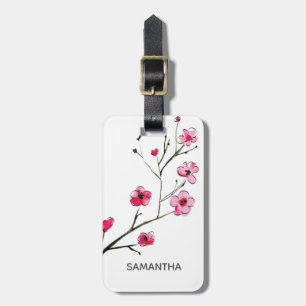 Persoonlijke illustratie Japanse Cherry Blossom Bagagelabel