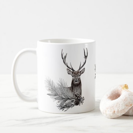 Persoonlijke illustratie Rustic Deer Koffiemok (Met donut)