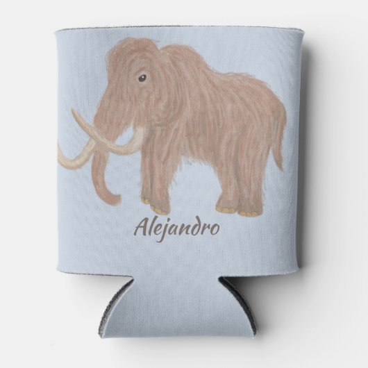 Persoonlijke illustratie van bruine-wolmammoet blikjeskoeler (Voorkant)