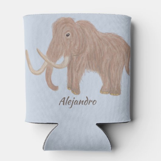 Persoonlijke illustratie van bruine-wolmammoet blikjeskoeler (Achterkant)