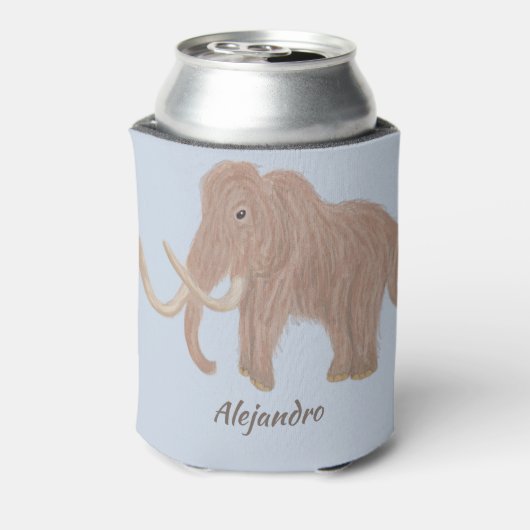 Persoonlijke illustratie van bruine-wolmammoet blikjeskoeler (Blikje Achterkant)