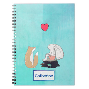 Persoonlijke illustratie van Cute Fox en Rabbit Notitieboek