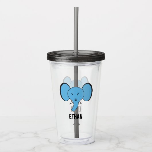Persoonlijke illustratie van Cute Safari Elephant Acryl Drinkbeker (Voorkant)