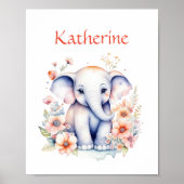 Persoonlijke Illustratie van een Baby Olifant Poster (Voorkant)