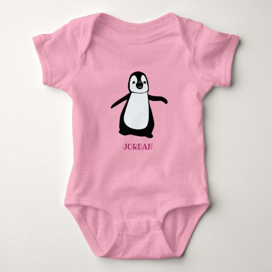 Persoonlijke illustratie van een leuke pinguïn roz romper (Voorkant)
