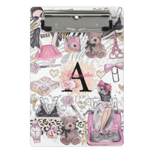 Persoonlijke illustratie van Girl Boss Luxury Mini Klembord