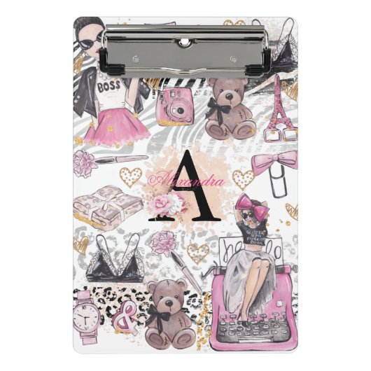 Persoonlijke illustratie van Girl Boss Luxury Mini Klembord (Voorkant)