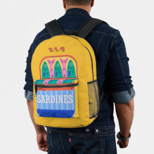 Persoonlijke Illustratie van Retro Sardineblik Bedrukte Rugzak
