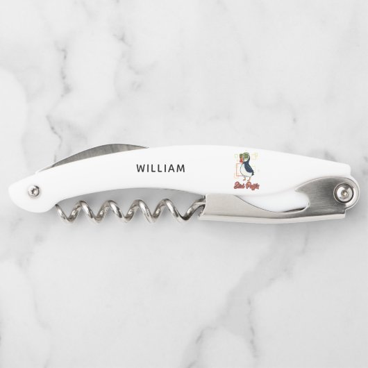 Persoonlijke Illustratie van Stud Puffin Zeevogel Kurkentrekker (Achterkant)