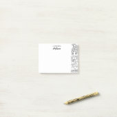 Persoonlijke Illustratie van Zwarte en Witte Katte Post-it® Notes (Op bureau)