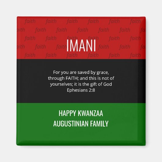 Persoonlijke IMANI Faith Happy Kwanzaa Magneet (Voorkant)