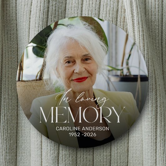 Persoonlijke 'In Loving Memory' Foto-herdenking Ronde Button 5,7 Cm
