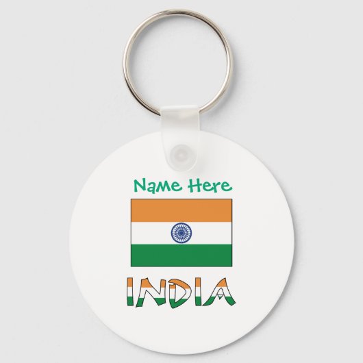 Persoonlijke India Vlag Aluminium Sleutelhanger (Voorkant)