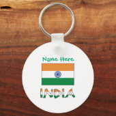 Persoonlijke India Vlag Aluminium Sleutelhanger (Achterkant)