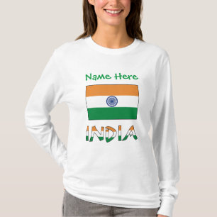 Persoonlijke India Vlag Cadeau Lange Mouwen Dames T-shirt