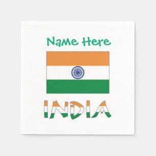 Persoonlijke India vlag cocktailservet Servet
