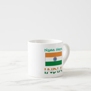 Persoonlijke India Vlag Naam Espresso Kop
