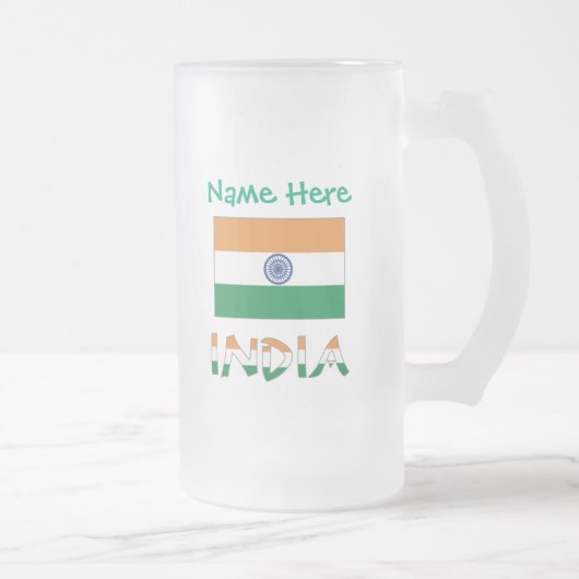 Persoonlijke Indiase vlag Matglas Bierpul (Rechts)