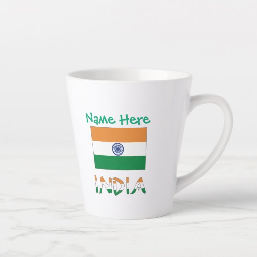Persoonlijke Indiase Vlag Naam Latte Mok (Rechts)