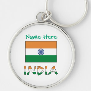 Persoonlijke Indiase Vlag Ronde Metaal Sleutelhanger
