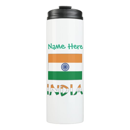 Persoonlijke Indiase vlag Thermosbeker (Voorkant)