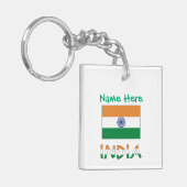 Persoonlijke Indiase Vlag Vierkant Acryl Sleutelhanger (Voorkant Links)