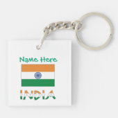 Persoonlijke Indiase Vlag Vierkant Acryl Sleutelhanger (Achterkant)