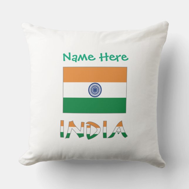Persoonlijke Indiase Vlag Vierkant Kussen (Voorkant)