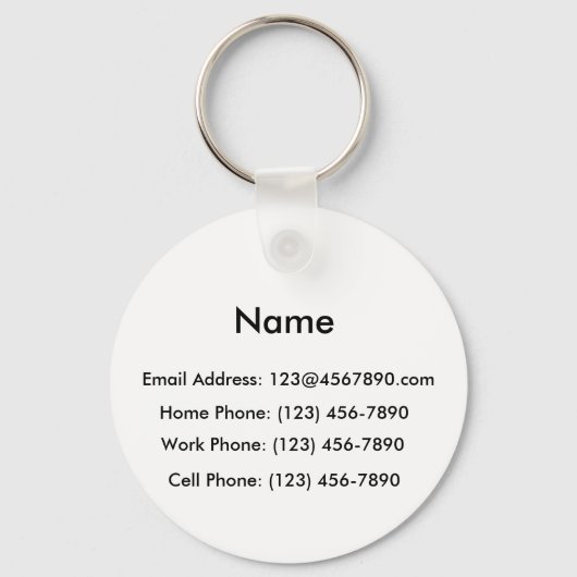 Persoonlijke Info- Personaliseer het! Sleutelhanger (Voorkant)