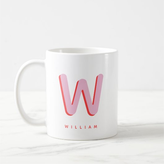 Persoonlijke Initiaal | Aangepaste Naam Monogram Koffiemok (Links)